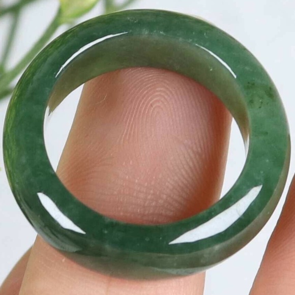 Cert'd Dark green 100% Natural A Jade jadeite 17 mm Ring - Picture 7 of 9